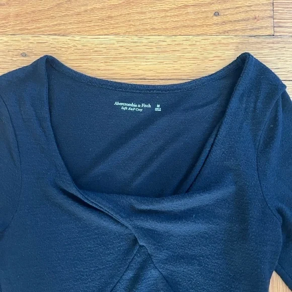 Abercrombie & Fitch Black Soft Knit Long Sleeve Bodysuit Medium - Picture 3 of 3